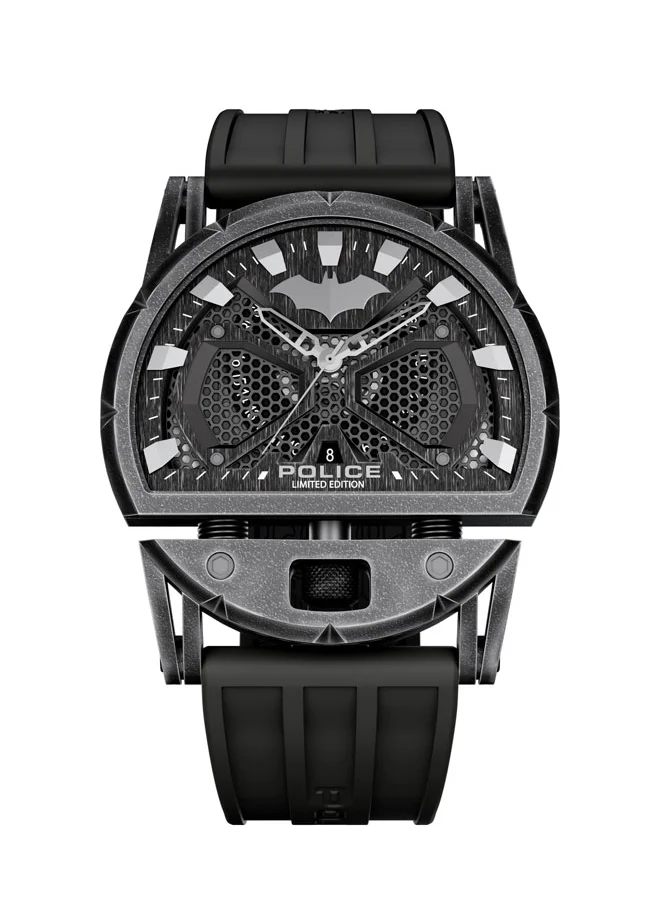 بوليس Dark Side Limited Edition Batman Men's Watch, 46mm Stainless Steel Case & Black Silicone Strap