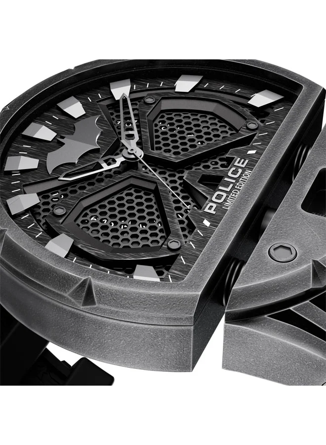 POLICE Men's Dark Side 46mm Limited Edition Black Silicone Strap Men's Watch