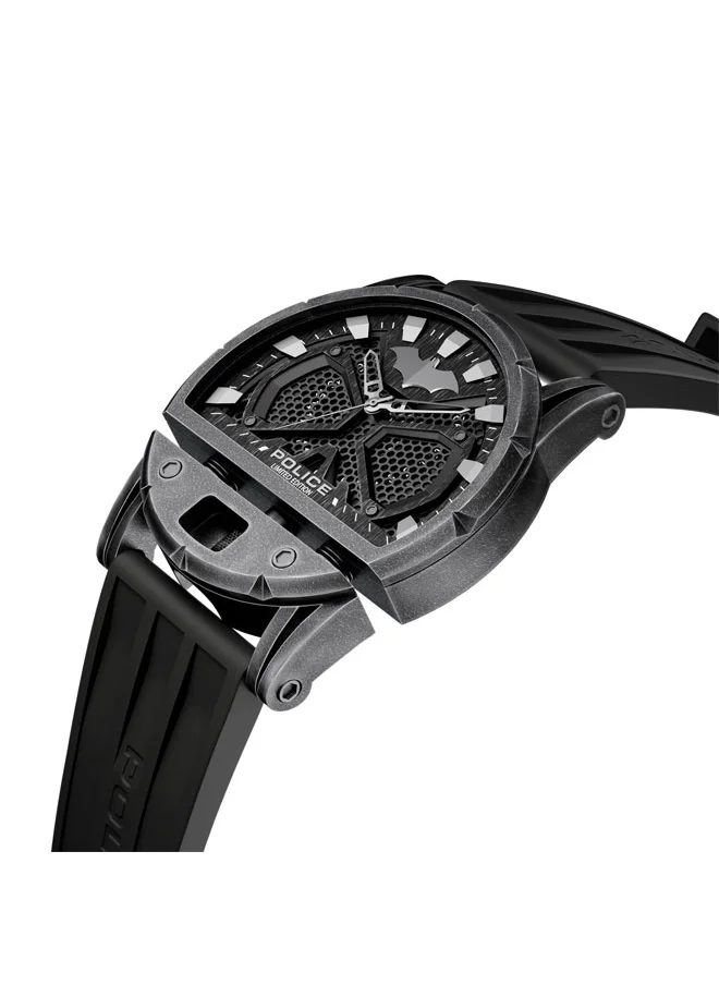 بوليس Dark Side Limited Edition Batman Men's Watch, 46mm Stainless Steel Case & Black Silicone Strap