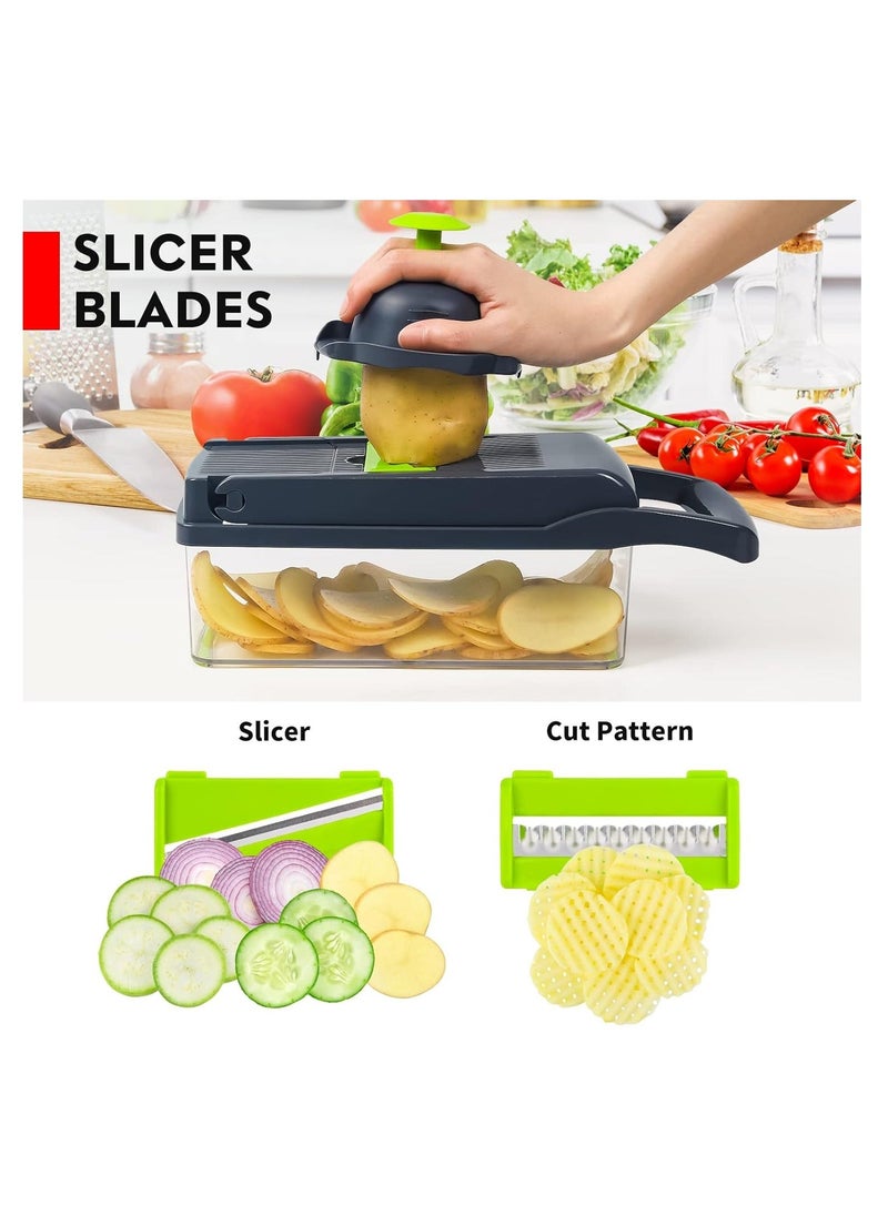 TIGER Vegetable Chopper Pro – 14-in-1 Multifunctional Food Chopper, Onion, Carrot, Garlic Slicer & Dicer, 8 Sharp Blades, Easy-to-Use Vegetable Cutter with Container for Kitchen, Prep & Cooking - Image 3