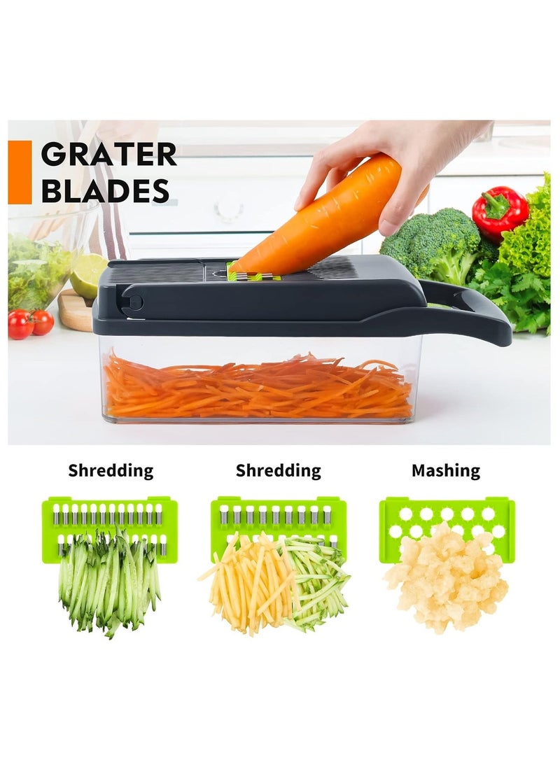 TIGER Vegetable Chopper Pro – 14-in-1 Multifunctional Food Chopper, Onion, Carrot, Garlic Slicer & Dicer, 8 Sharp Blades, Easy-to-Use Vegetable Cutter with Container for Kitchen, Prep & Cooking - Image 2