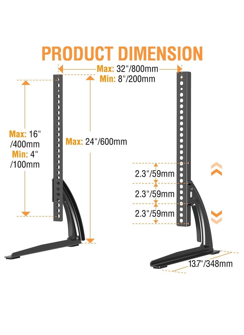 TIGER حامل تلفاز عالمي للطاولة لشاشات 27-55 بوصة – ارتفاع قابل للتعديل، قاعدة قوية لشاشات LCD/LED/Plasma، يتحمل حتى 88 رطل، متوافق مع VESA 800x400mm – تركيب تلفاز آمن وعصري للمنزل والمكتب - Image 4