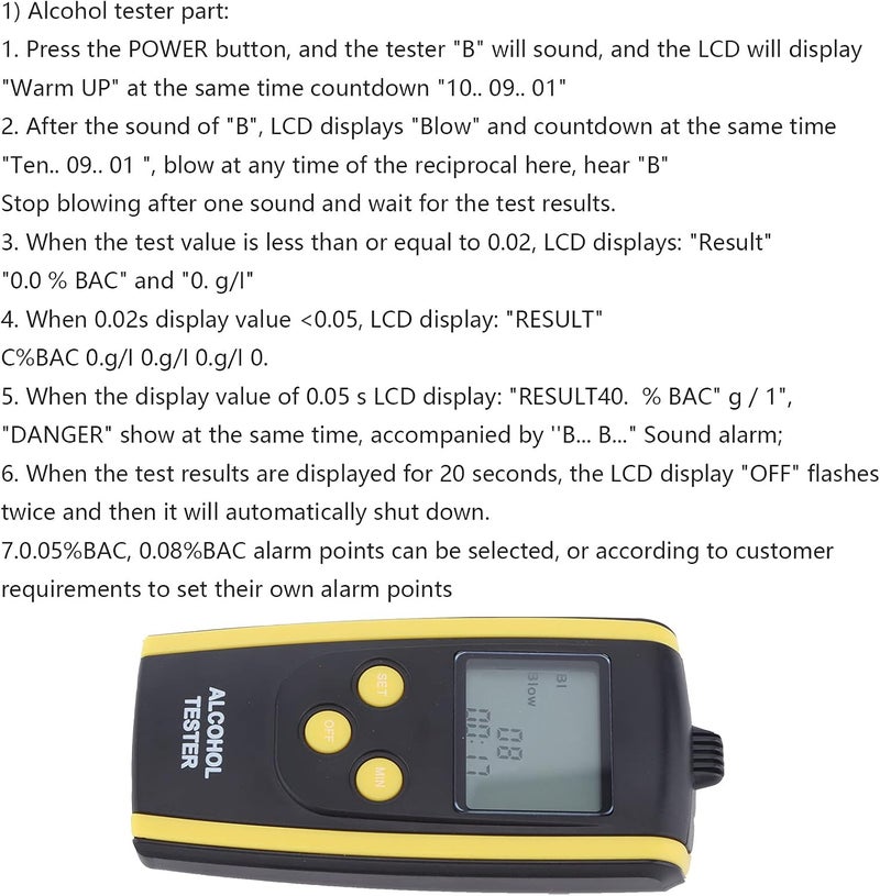 klarako Breathalyzer to Test Alcohol, Breathalyzer Portable Rechargeable Air Blowing Alcohol Tester Non?Contact High Accuracy for Safety Car Driving - Image 3
