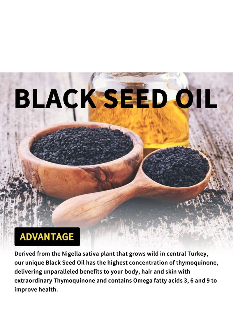 EELHOE Organic Black Seed Oil, Cold Pressed Black Seed Oil for Hair, Black Seed Oil Drops for Face, Natural Black Seed Oil, Black Currant Seed Oil, Black Cumin Seed Oil, Black Seed Oil for Skin 60ml - Image 3
