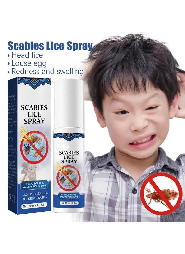 SOUTH MOON Scabies Lice Spray - For Kids & Adults, Easy Use Lice Spray Kills Head Lice, Eggs, Super Lice on Contact, Includes Metal Lice Comb, Multiple Treatments, 30ml  - Image 1