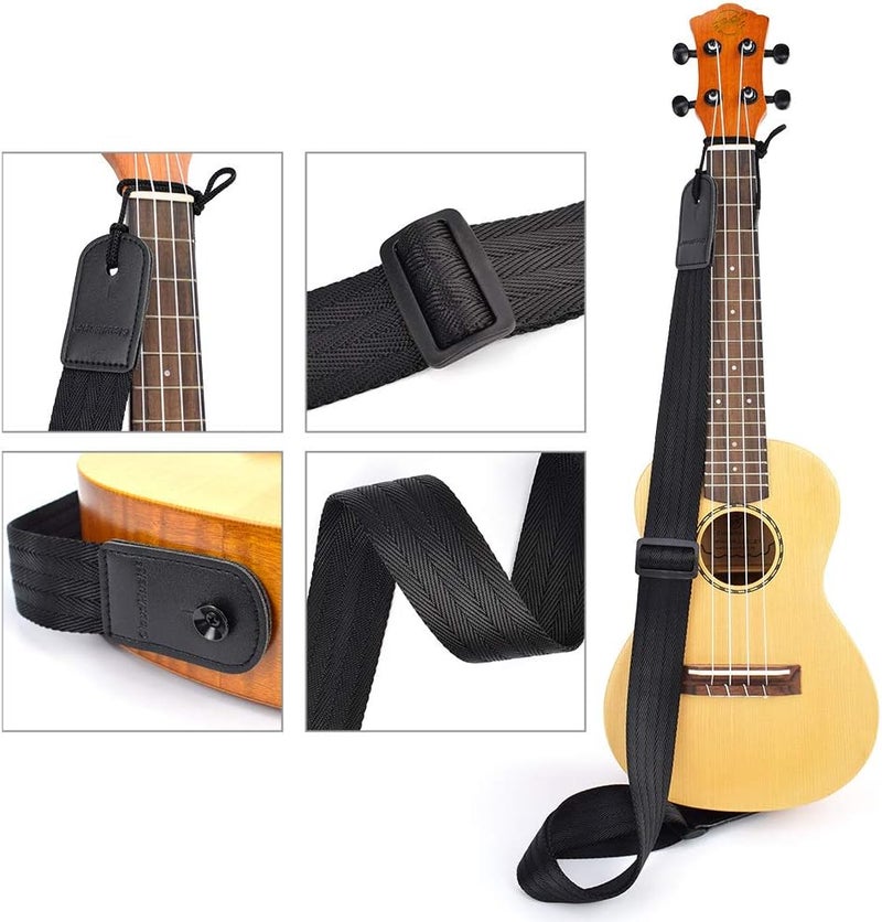 CLOUDMUSIC Tenor Concert Soprano Baritone Ukulele Strap Coloful Floral Pattern Straps With 2 Buttons For Adult Size And Kids Color Black - Image 3
