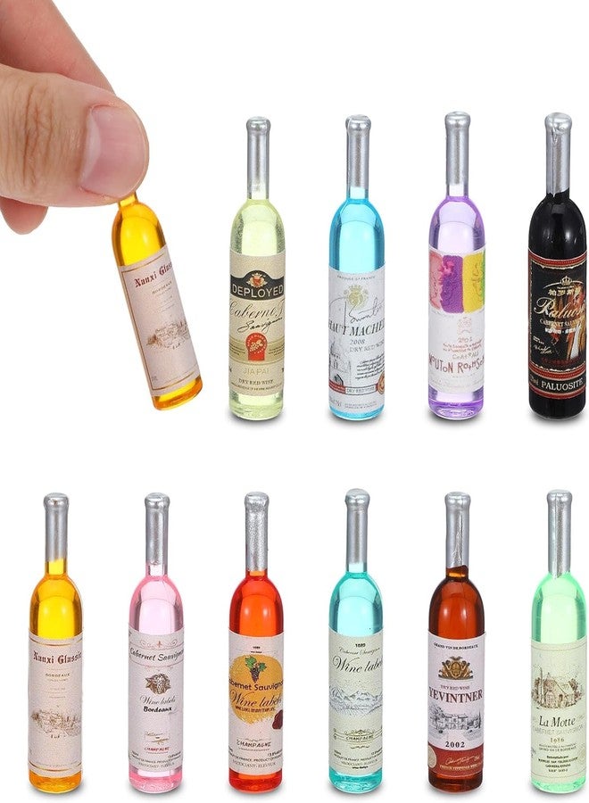 WinldMonmo 10 Pieces 1:12 Scale Miniature Wine Bottles & Beer Glasses - Dollhouse Drink Accessories, Simulation Design, Perfect for Cake Toppers, Tabletop Décor, DIY Miniature Scenes, and Mini Food Decorations - Image 1