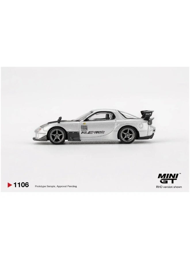 Mini GT Models سيارة ميني جي تي مازدا RX-7 RE-Amemiya نموذج مصبوب بمقياس 1:64، فضي معدني #1106 - Image 3