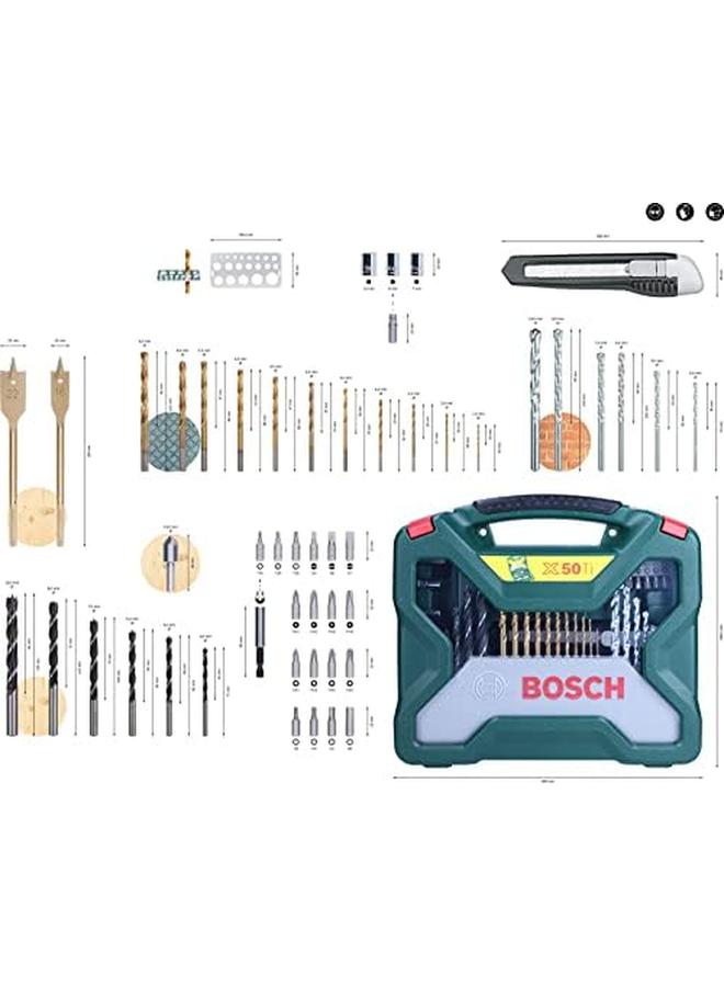 BOSCH X Line Drill And Screwdriver Bit Set 50 Pieces Suitable For Materials Metal Wood - Image 3