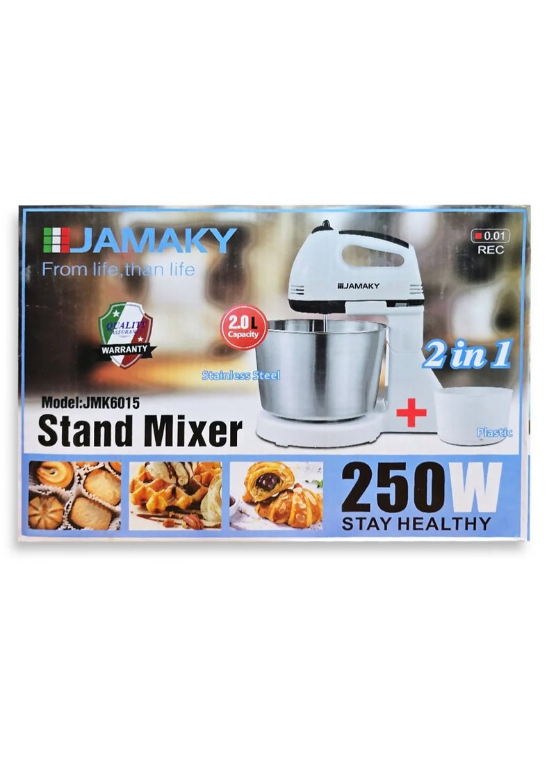 Jamaky Italy خلاط طعام متعدد الوظائف من  جاماكي 2ف1- 250 واط - 2 لتر، JMK6015  - Image 2