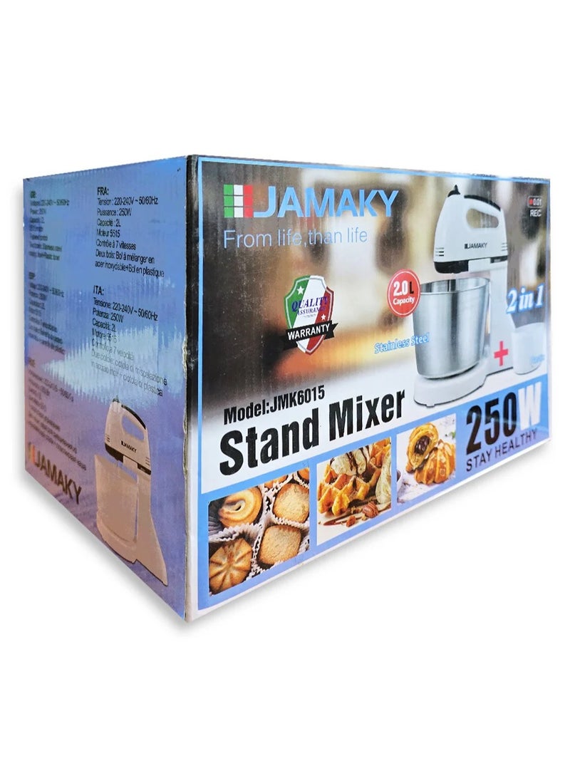 Jamaky Italy خلاط طعام متعدد الوظائف من  جاماكي 2ف1- 250 واط - 2 لتر، JMK6015  - Image 3