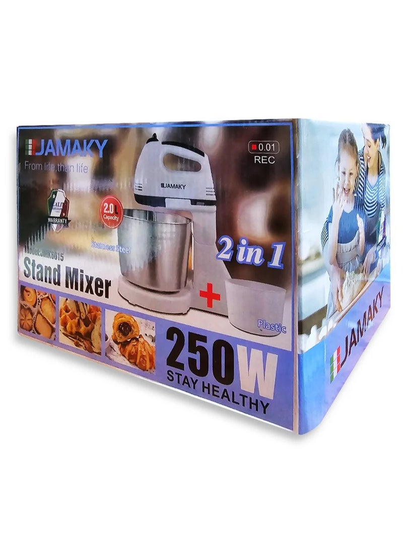 Jamaky Italy خلاط طعام متعدد الوظائف من  جاماكي 2ف1- 250 واط - 2 لتر، JMK6015  - Image 4