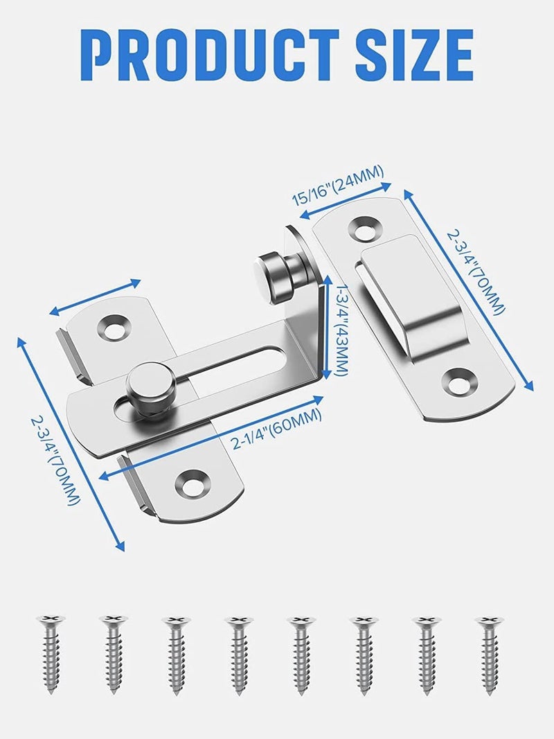 DIKSUL 90 Degree Flip Latch Lock Heavy Duty Stainless Steel Latch Safety Sliding Barn Door Lock Latch Lock Right Angle Curved Door BiFold Door Lock for Bathroom Outdoor Garage - Image 4