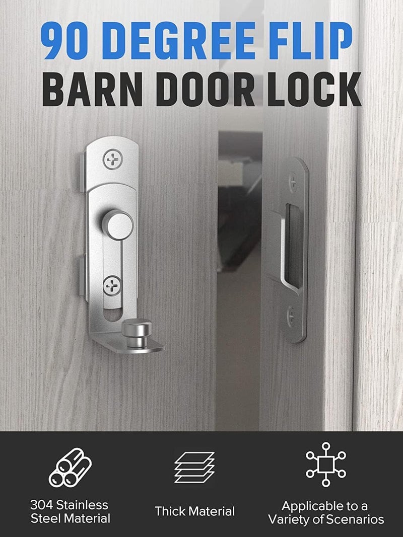 DIKSUL 90 Degree Flip Latch Lock Heavy Duty Stainless Steel Latch Safety Sliding Barn Door Lock Latch Lock Right Angle Curved Door BiFold Door Lock for Bathroom Outdoor Garage - Image 5