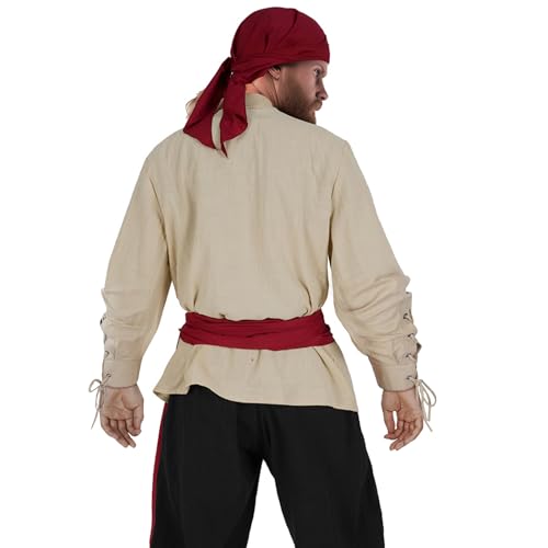 HSDOU Mens Pirate 3 Pcs Costume Set Renaissance Pirate Shirt Medieval Costume Viking (Z3760YE, 3XL) - Image 4