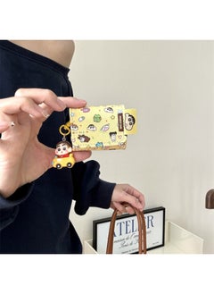 Cartoon Anime Collection Crayon Shin Suitable For Airpods4/3 Headphone Protective Case 2pro Second And Third Generation New-Color:Leather Headphone Bag, Yellow Background Crayon Shin-chan Shell + Pendant-Applicable Models:For Apple Airpods 4