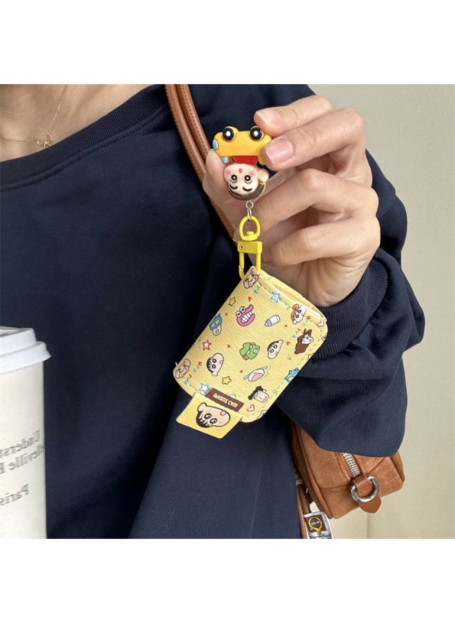 Generic - Cartoon Anime Collection Crayon Shin Suitable For Airpods4/3 Headphone Protective Case 2pro Second And Third Generation New-Color:Leather Headphone Bag, Yellow Background Crayon Shin-chan Shell + Pendant-Applicable Models:For Apple Airpods 4 - Image 1