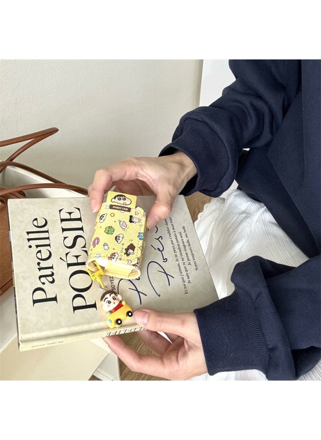 Generic - Cartoon Anime Collection Crayon Shin Suitable For Airpods4/3 Headphone Protective Case 2pro Second And Third Generation New-Color:Leather Headphone Bag, Yellow Background Crayon Shin-chan Shell + Pendant-Applicable Models:For Apple Airpods 4 - Image 1