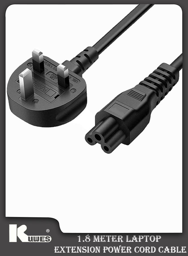 Kuwes Standard UK Laptop Power Cable 3 Pin Female Socket Extension Power Cord Cable For Laptop Printer (1.8M) - Image 1
