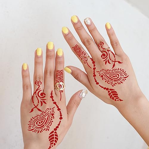 ChurlChurl 24 Sheets Henna Tattoo Stencils Kit for Hand, Indian Arabian Temporary Tattoo Template Mehndi Stencil Stickers - Image 3