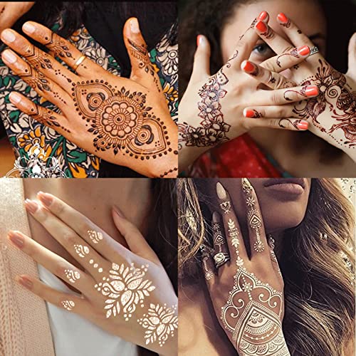 ChurlChurl 24 Sheets Henna Tattoo Stencils Kit for Hand, Indian Arabian Temporary Tattoo Template Mehndi Stencil Stickers - Image 4