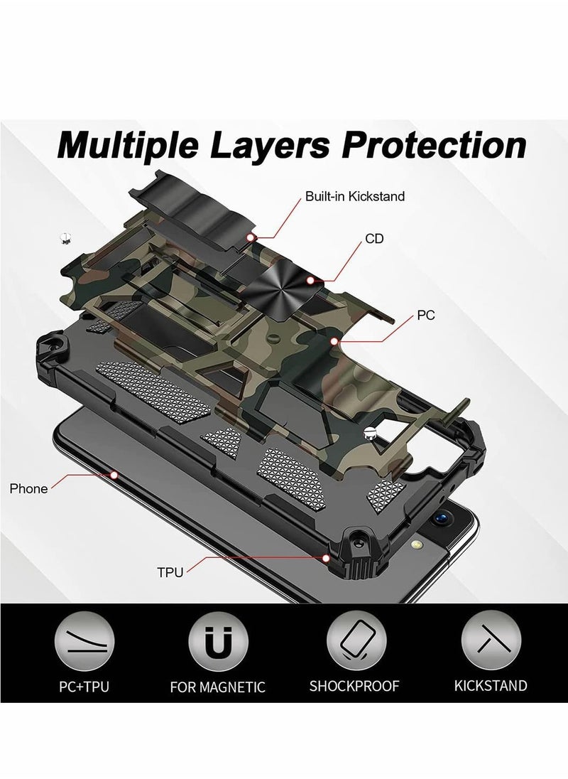 SYOSI - Case for Samsung S21 FE Case Camouflage Cover ​with Stand Kickstand Support Magnetic Car Mount Military Grade Rugged Armor Shockproof Case for Samsung Galaxy S21 FE 5G 6.4'' - Image 1