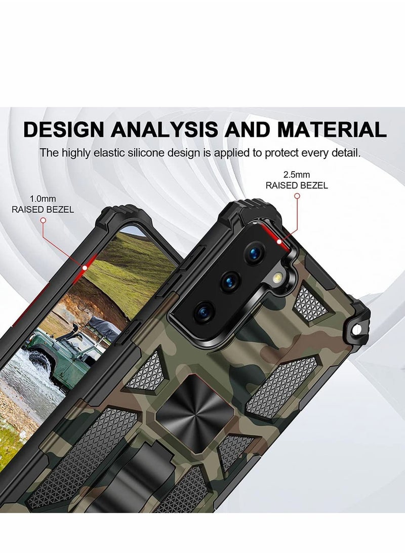 SYOSI - Case for Samsung S21 FE Case Camouflage Cover ​with Stand Kickstand Support Magnetic Car Mount Military Grade Rugged Armor Shockproof Case for Samsung Galaxy S21 FE 5G 6.4'' - Image 1