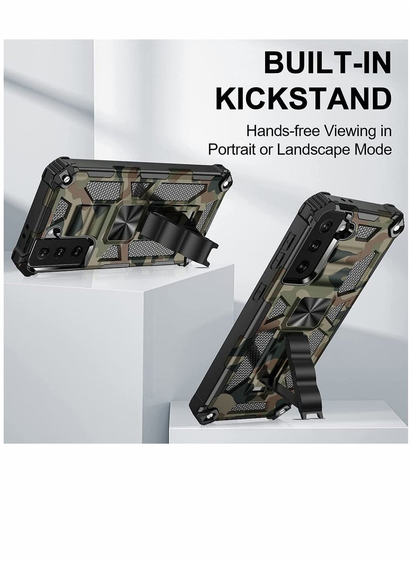 SYOSI - Case for Samsung S21 FE Case Camouflage Cover ​with Stand Kickstand Support Magnetic Car Mount Military Grade Rugged Armor Shockproof Case for Samsung Galaxy S21 FE 5G 6.4'' - Image 1