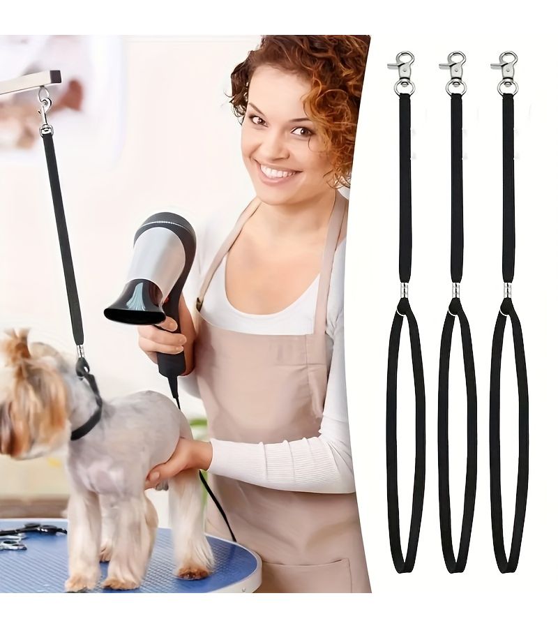 Set Of 3 Adjustable Pet Grooming Ropes For Cat And Dog Bathing Restraint One Size Hanging Straps Escape Proof - Image 1