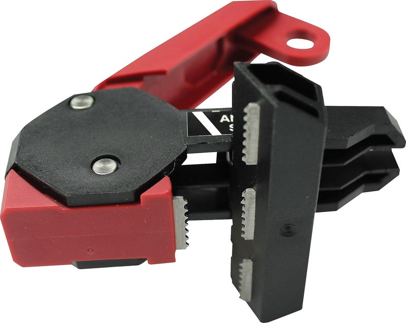 Accuform STOPOUT 120/240 Circuit Breaker Lockout (Triple Pole) with Bar Clamp and Changeable Lockout Tag,1.5"H x 3.33" L, KDD162 - Image 1