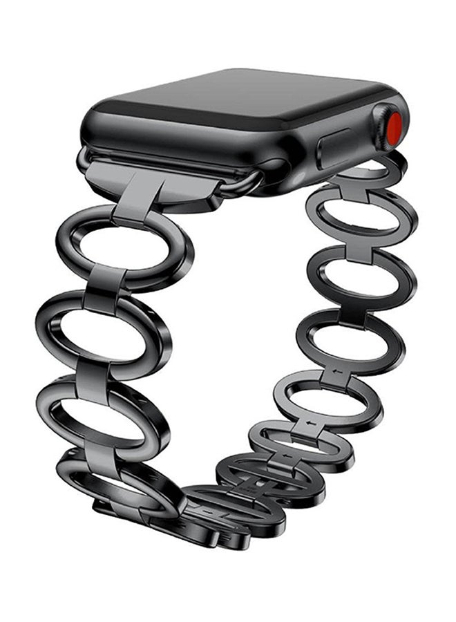 آيسانك سوار بديل من الإستانلس ستيل لساعة أبل ووتش سيريز 3 مقاس 42 مم أسود - Image 4