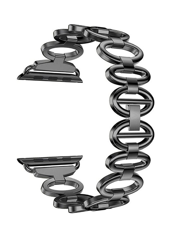 آيسانك سوار بديل من الإستانلس ستيل لساعة أبل ووتش سيريز 3 مقاس 42 مم أسود - Image 1