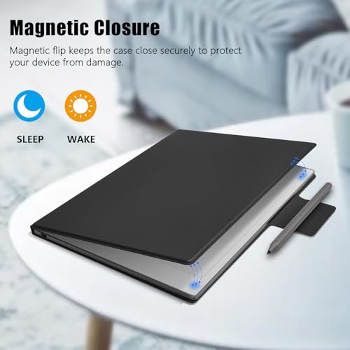 E NET-CASE Case for Remarkable Paper Pro, Premium PU Leather Book Folio with Pen-Buckle, Lightweight Magnetic Case with Auto Sleep/Wake for Remarkable Paper Pro 11.8" 2024 Released (Black) - Image 3