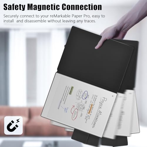 E NET-CASE Case for Remarkable Paper Pro, Premium PU Leather Book Folio with Pen-Buckle, Lightweight Magnetic Case with Auto Sleep/Wake for Remarkable Paper Pro 11.8" 2024 Released (Black) - Image 5