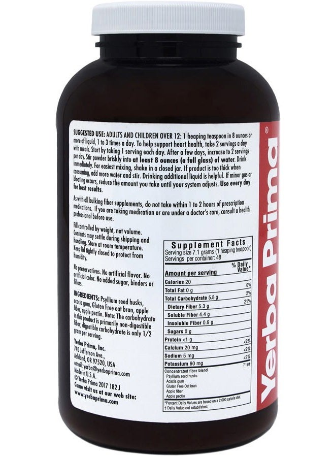 Yerba Prima Soluble Fiber Formula Powder, 12 Ounce - Premium Dietary Fiber Supplement, Natural, Concentrated Soluble Fiber, Gluten Free, Non-GMO, Made in USA - Image 3