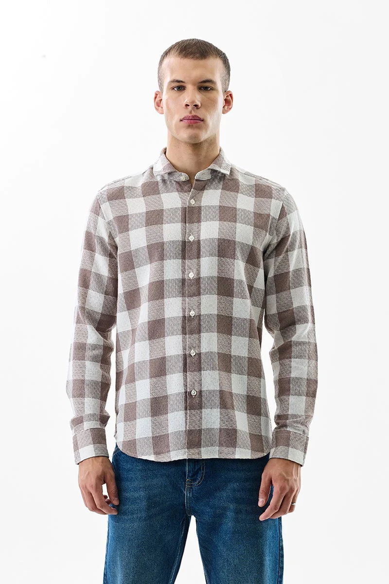 SNITCH  Armor Light Brown Checks Shirt for Men | Best Price UAE