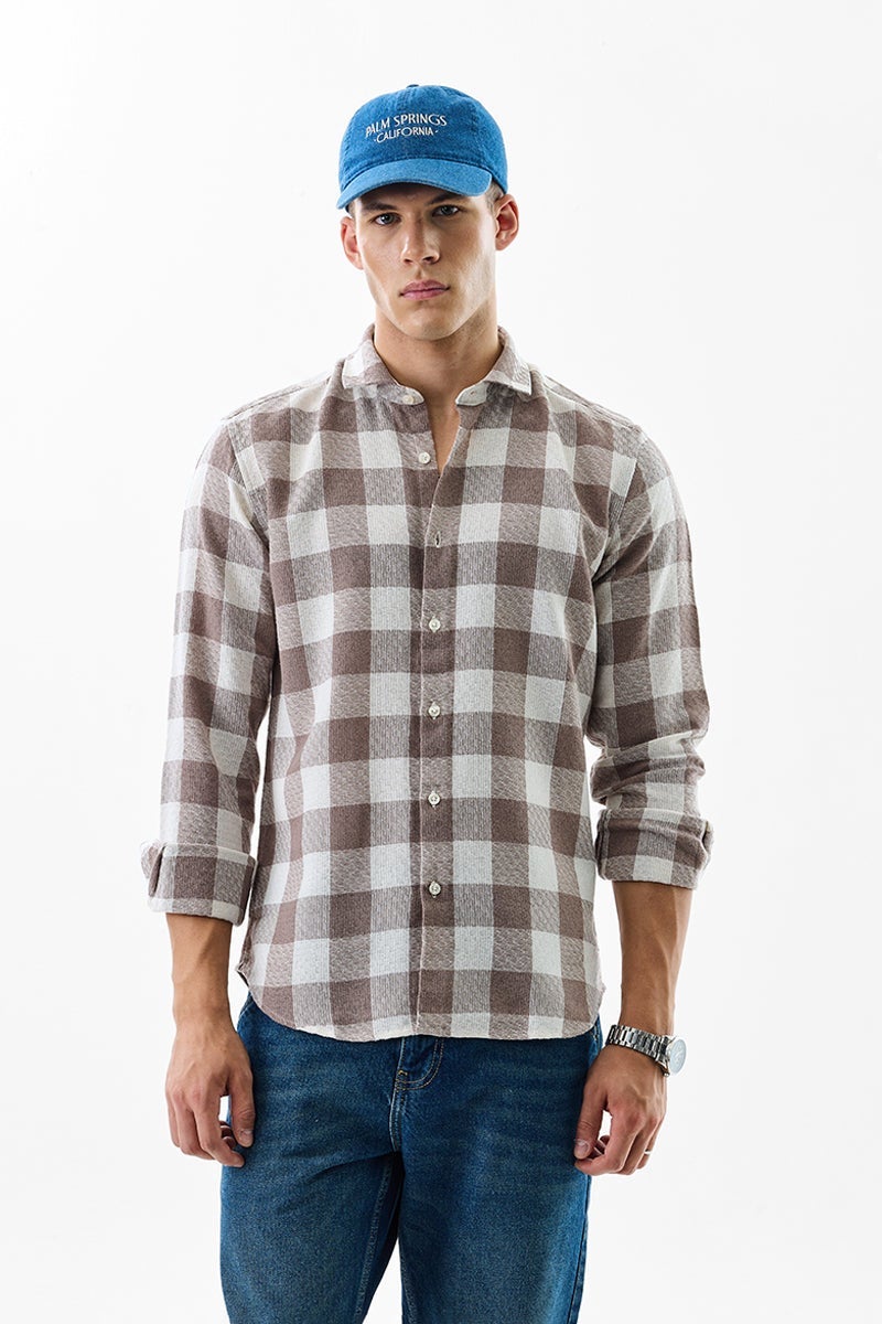 SNITCH Armor Light Brown Checks Shirt - Image 1