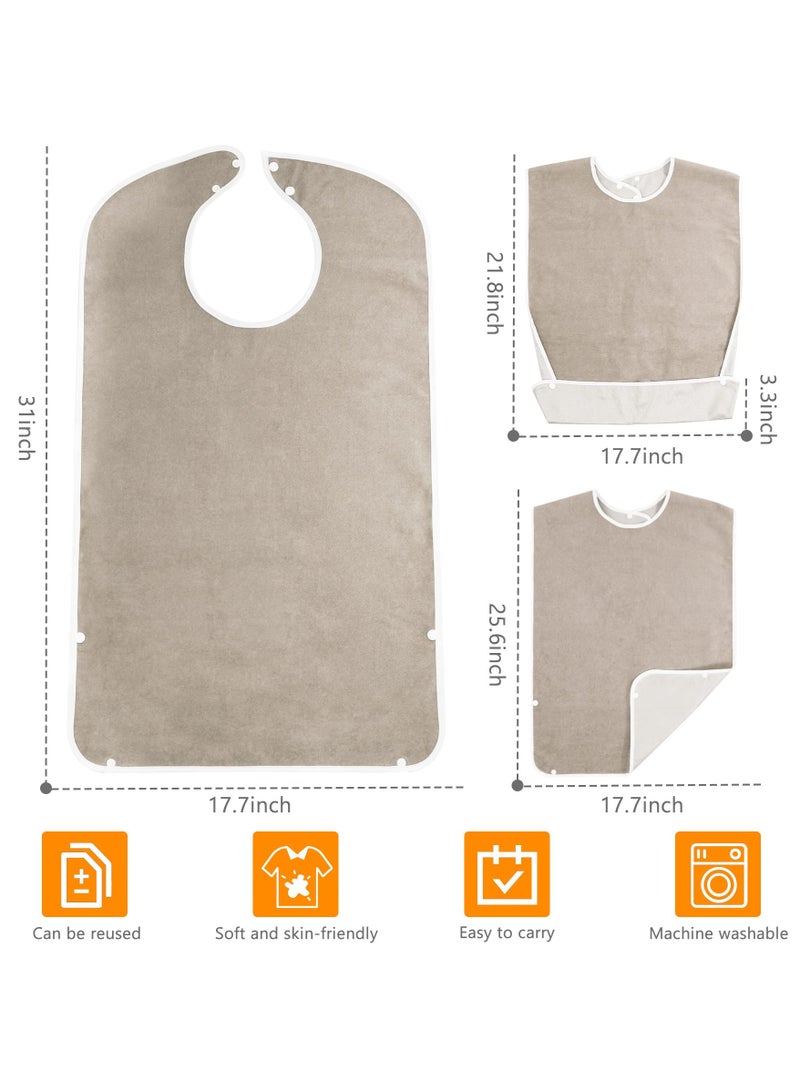 SYOSI 3 Pack Adult Bibs - Washable, Reusable Clothing Protectors for Adults - Waterproof Feeding Bibs for Elderly and Disabled Individuals - Unisex Design  - Image 5