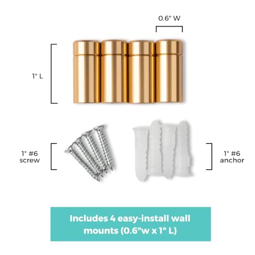 Wexel Art 1" Gold Stainless Steel Mounting Hardware for Acrylic Floating Frames (Pack of 4) - Image 2