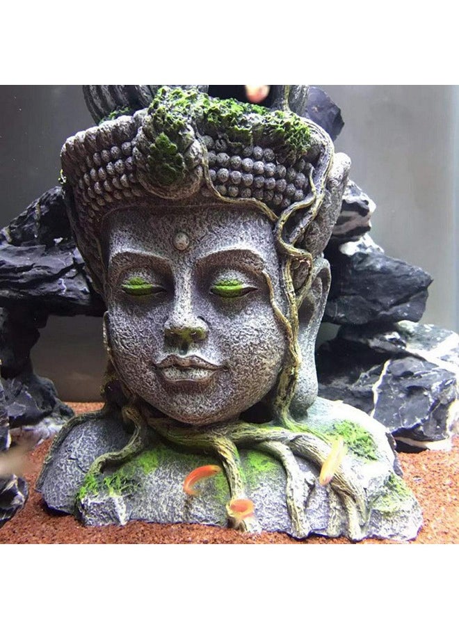 Hamiledyi Buddha Head Statue Aquarium Decorations Resin Fish Hideout Betta Cave For Large Fish Tank Ornaments Betta Sleep Rest Hide Play Breed  - Image 3