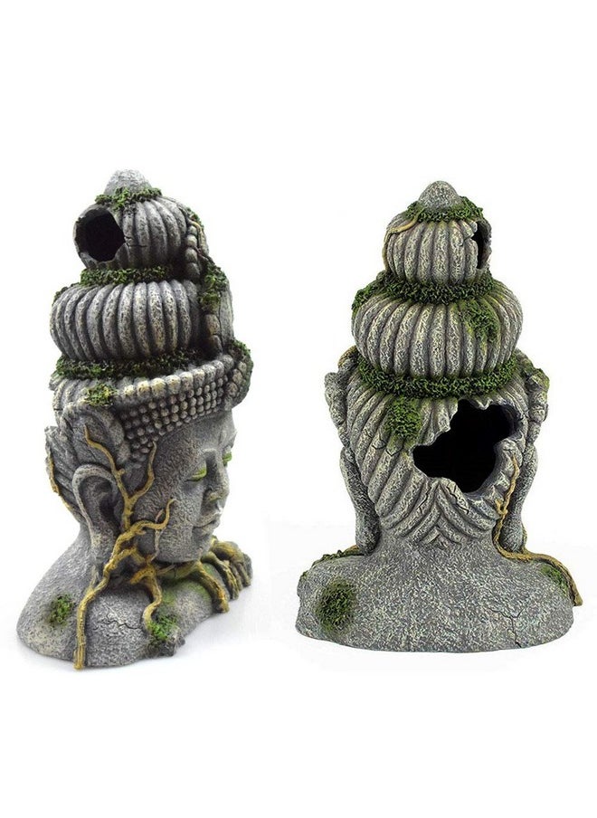Hamiledyi Buddha Head Statue Aquarium Decorations Resin Fish Hideout Betta Cave For Large Fish Tank Ornaments Betta Sleep Rest Hide Play Breed  - Image 4