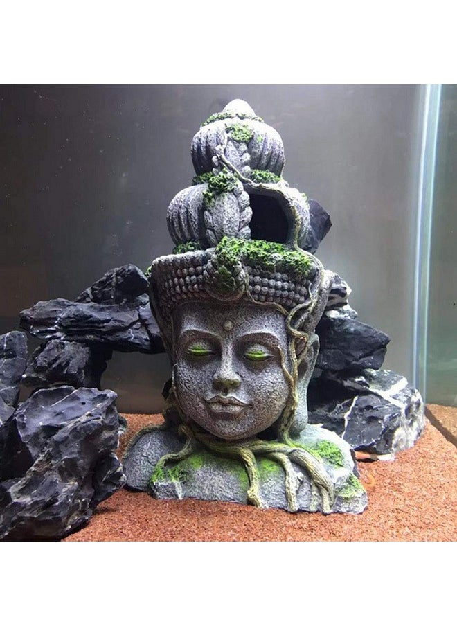 Hamiledyi Buddha Head Statue Aquarium Decorations Resin Fish Hideout Betta Cave For Large Fish Tank Ornaments Betta Sleep Rest Hide Play Breed  - Image 2