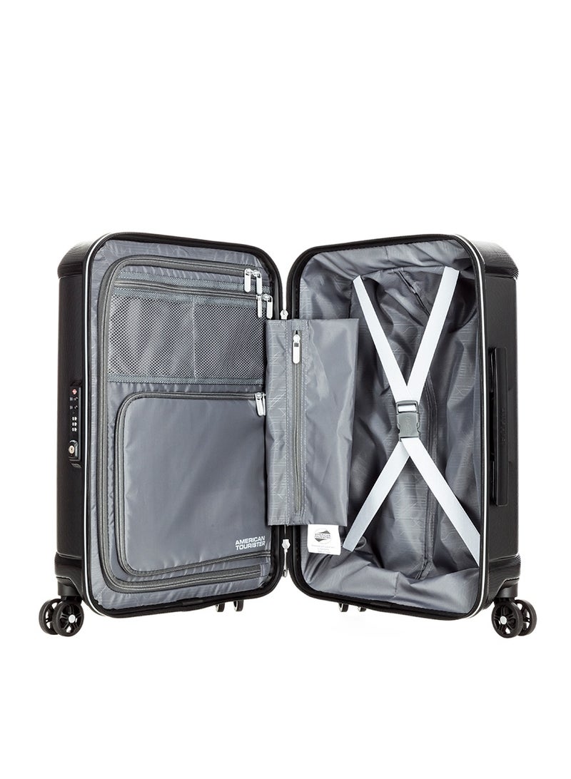 AMERICAN TOURISTER technum suitcase, 2pc set (55 + 77 cm), 4 spinner wheels, hard top, polycarbonate, diamond black|duosaf™ security zipper|dual tube pull handle|expandable|tsa lock - 3 years international warranty - Image 5