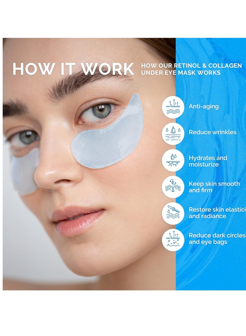 EnaSkin Under Eye Patches for Dark Circles: 30 Pairs Enaskin Naturals Retinol Collagen Eye Gels Mask - Reduce Wrinkles Puffy & Bags - Skin Treatment Pads - Anti Aging Moisturizer For Women (Blue) - Image 3