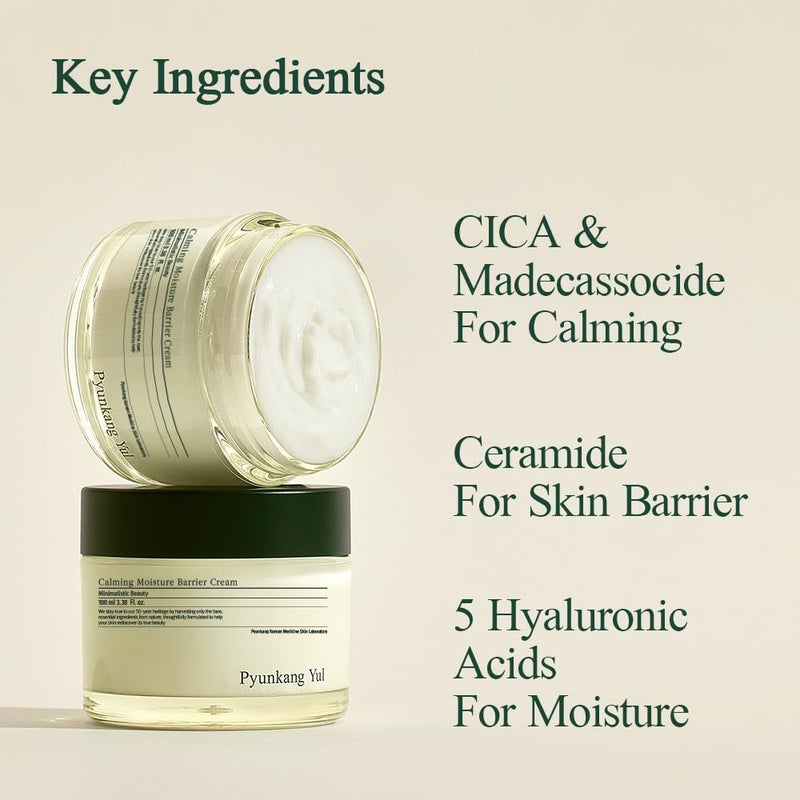 Pyunkang Yul كريم الحاجز المرطب المهدئ من بيونكانغ يول [PKY] يهدئ البشرة الحساسة على الفور، حمض الهيالورونيك والسيراميد للترطيب، نباتي، العناية بالبشرة الكورية (3.38 أونصة سائلة، 100 مل) - Image 4