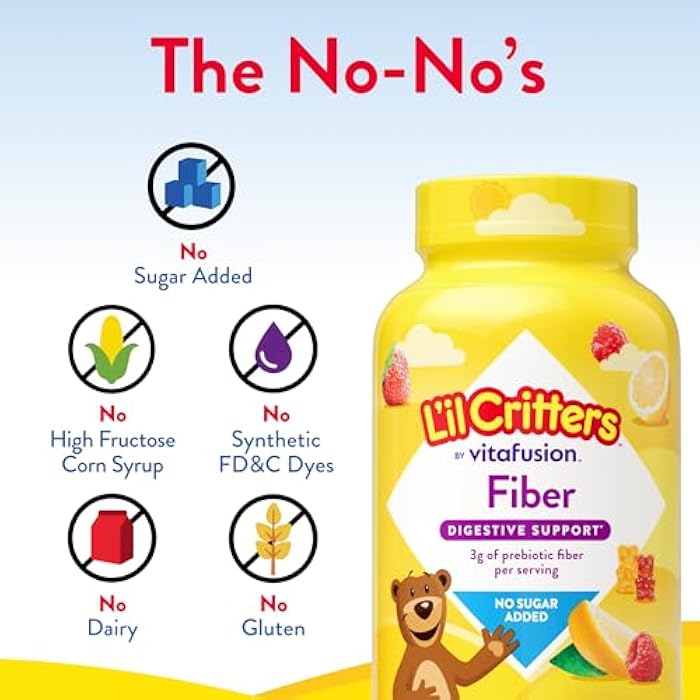 Lil Critters L’il Critters Fiber Daily Gummy Supplement for Kids, for Digestive Support, Berry and Lemon Flavors, 90 Gummies - Image 4