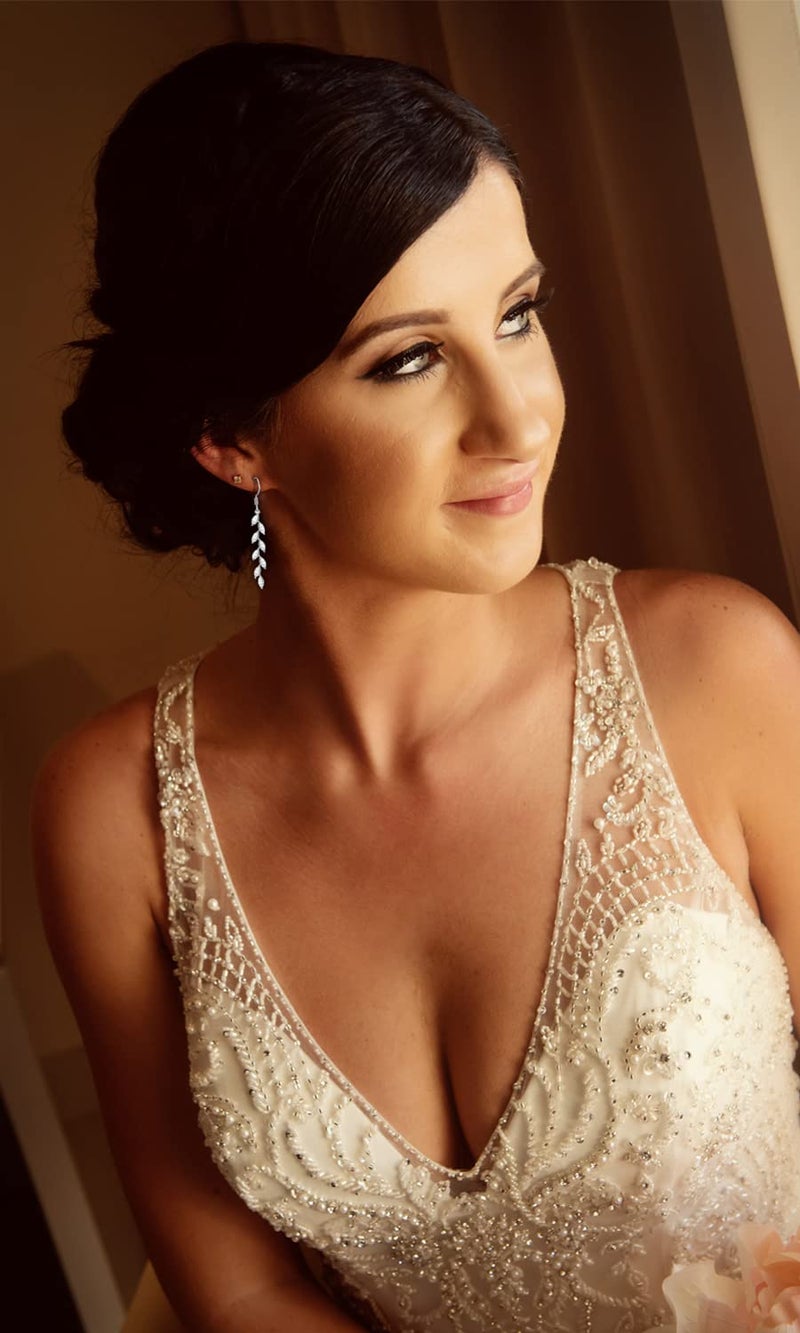 KesaPlan 925 Silver Dangle Earrings for Women Olive Leaves Crystal Dangle Earrings for Wedding Sparkly Prom Party - Image 4