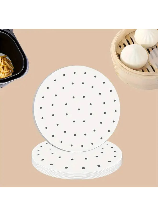 9 Inch Bamboo Steamer Liners 100 Pcs Non Stick Round Filter Paper For Air Fryer Oven Microwave - Image 1