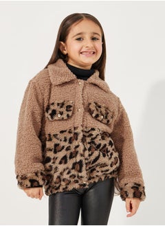 Leopard Print Lined Fleece Coat