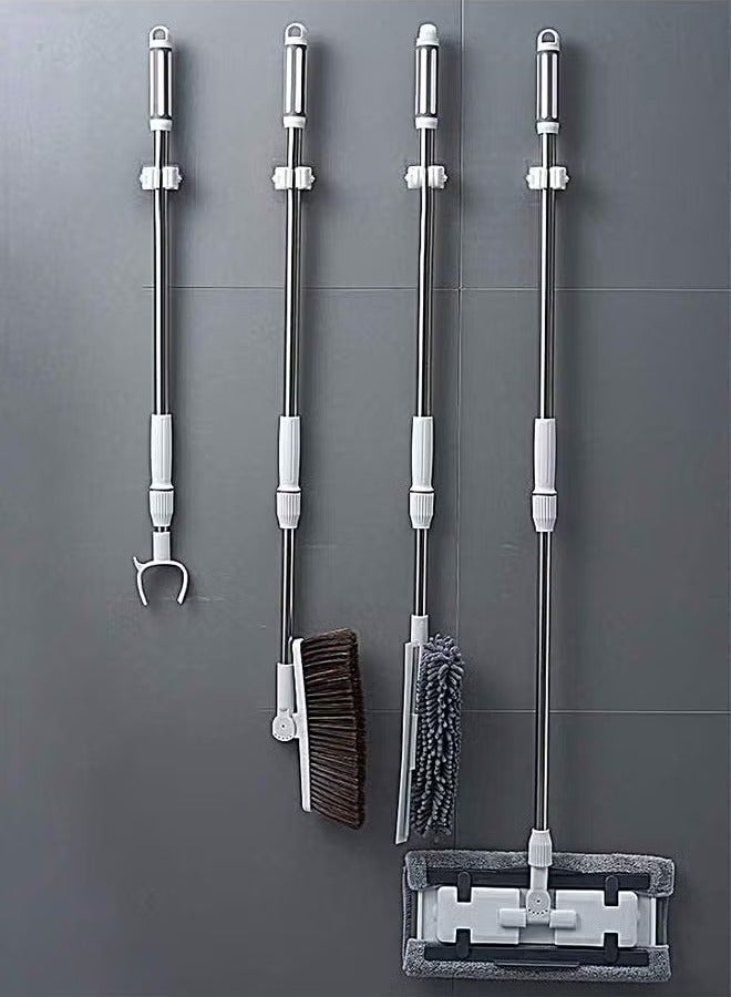 6 Pieces Mop Holder Self Adhesive Broom Wall Mounted Organizer Garden Tool Hanger Sweeping Brush Tidy No Drilling Super Anti-Slip Split Type for Closet Kitchen Bathroom - Image 1